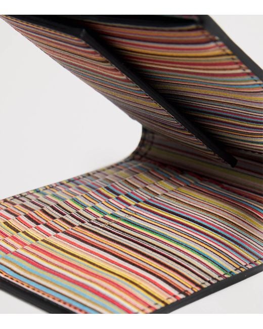 Paul Smith Black Leather Signature Stripe Bifold Wallet for men