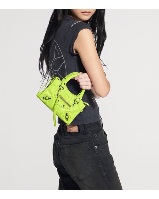 Balenciaga Yellow Nano Leather Le City Top-Handle Bag