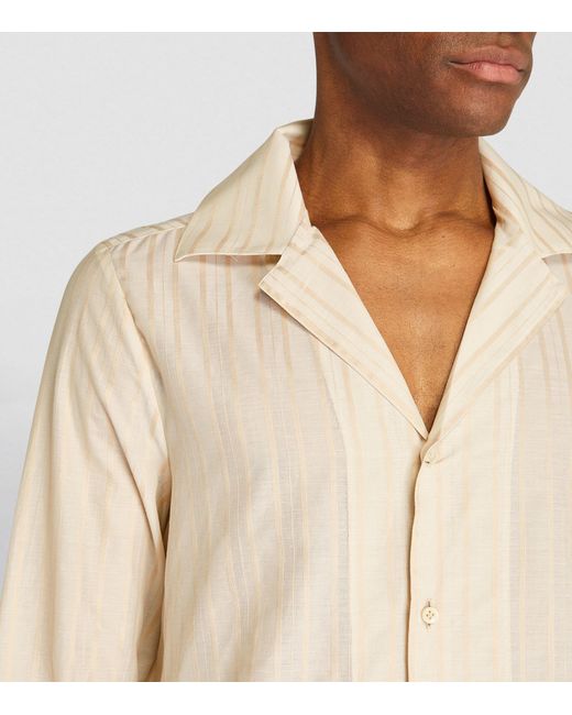 Giuliva Heritage Natural Cotton-linen Striped Shirt for men