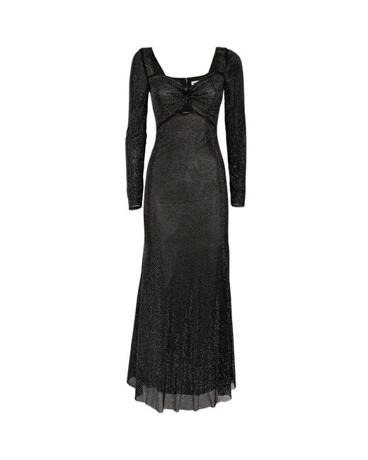 Self-Portrait Black Rhinestone-embellished Midi Dress