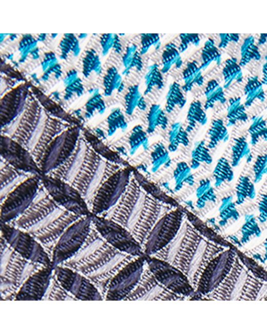 Brioni Blue Silk Printed Pocket Square for men