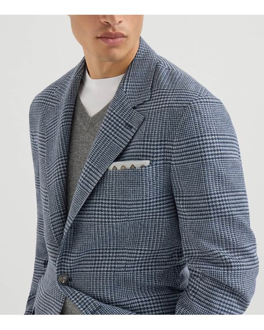 Brunello Cucinelli Blue Silk Medallion Pocket Square for men
