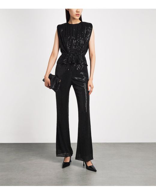 Toccin Black Sequin Drawstring Talon Top