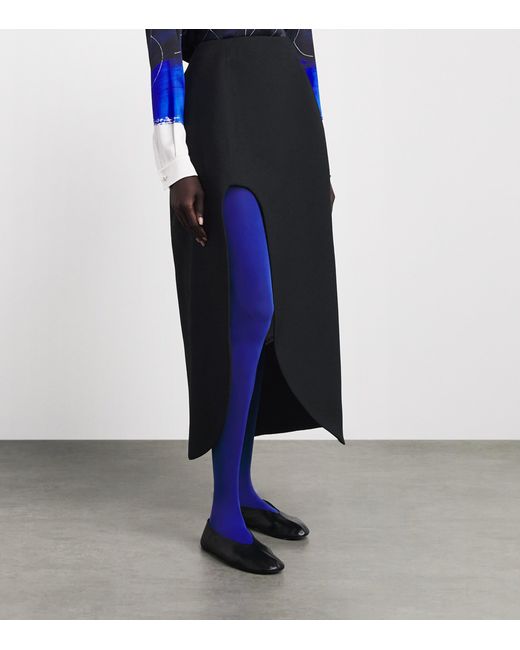 Jil Sander Black Wool Sablé Midi Skirt