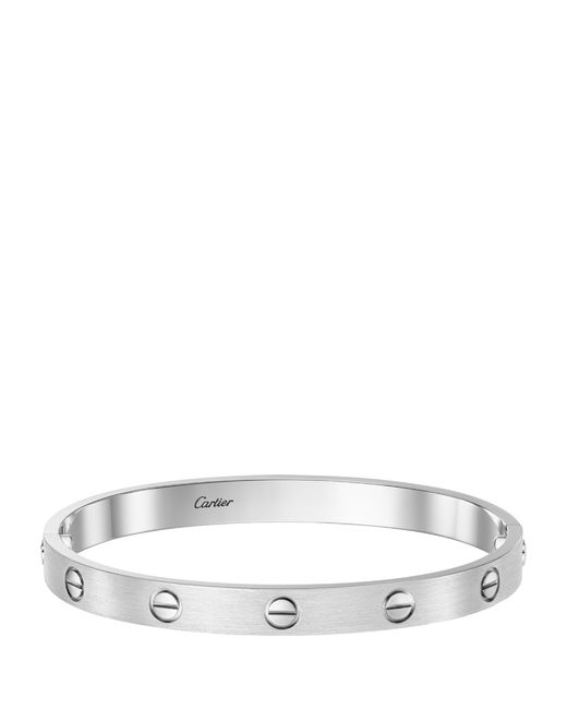 Cartier Brushed White Gold Love Bracelet | Lyst Canada