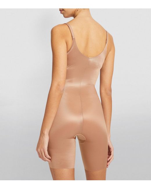 Spanx Brown Shape Invisible Open-Bust Mid-Thigh Bodysuit