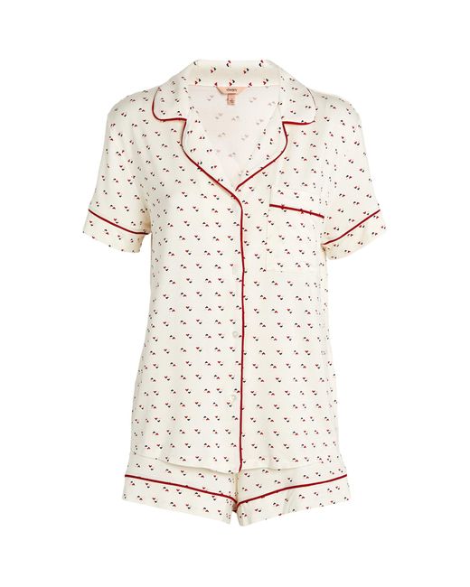 Eberjey White Gisele Heart Print Short Pyjama Set