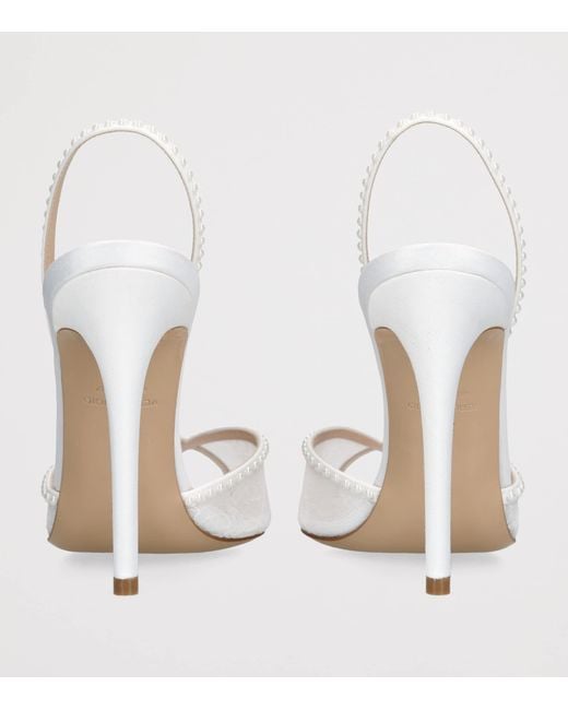 Andrea Wazen White Embellished Lace Katy Slingback Heels 105