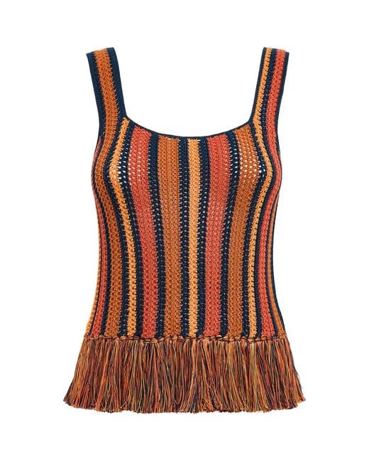 Escvdo Brown Fringe Misti Top