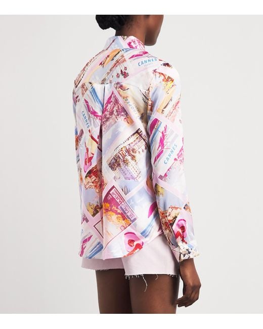 L'Agence Pink Silk Printed Tyler Blouse