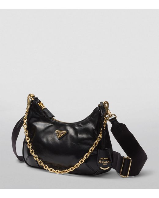 Prada Black Leather Re-edition 2002 Shoulder Bag