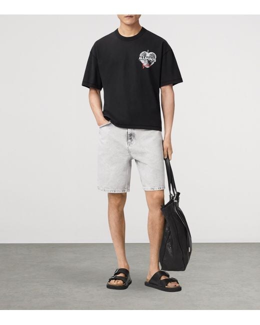 AllSaints Black Organic Cotton Reflect T-Shirt for men