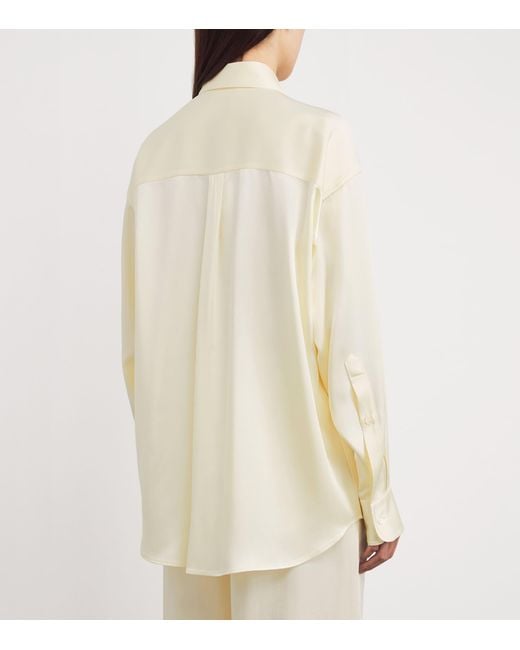 Stella McCartney White Satin Faux Pearl-Trim Shirt