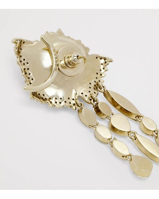 McQueen Metallic Embellished Carnation Drop Earrings