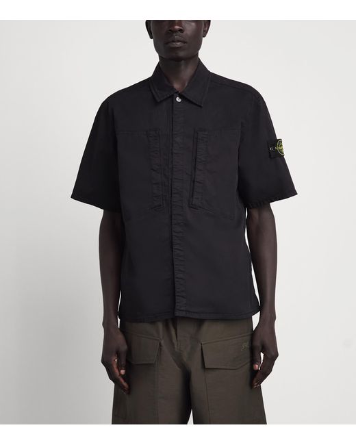 Stone Island Black Stretch-Cotton Short-Sleeve Shirt for men