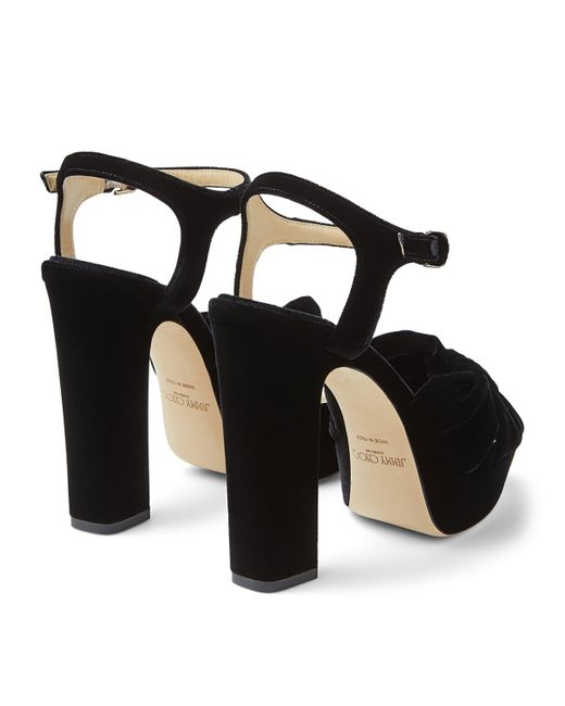 Jimmy Choo Black Heloise 120 Velvet Platform Sandals