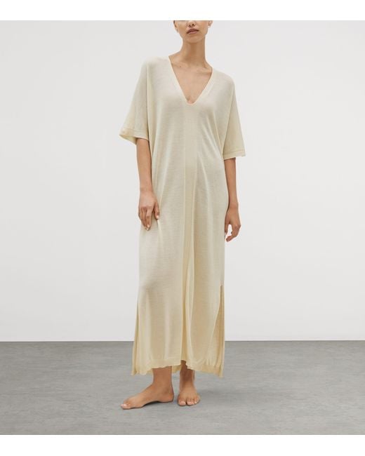Shelep Natural Merino-Silk V-Neck Kaftan
