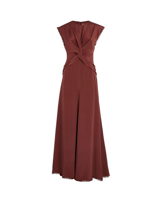 TOVE Red Silk Indira Maxi Dress