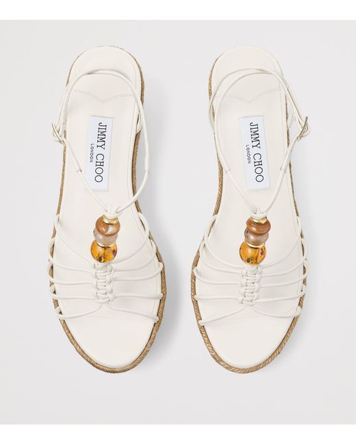Jimmy Choo White Lemi 50 Leather Wedge Sandals