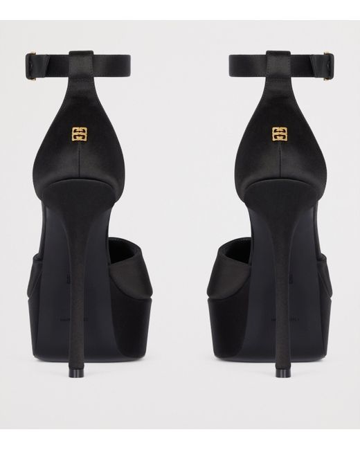 Givenchy Black Satin 4G Liquid Platform Sandals 130