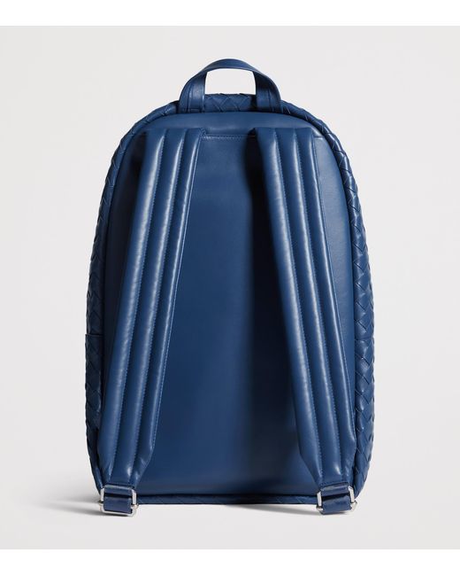 Bottega Veneta Blue Calfskin Intrecciato Backpack for men