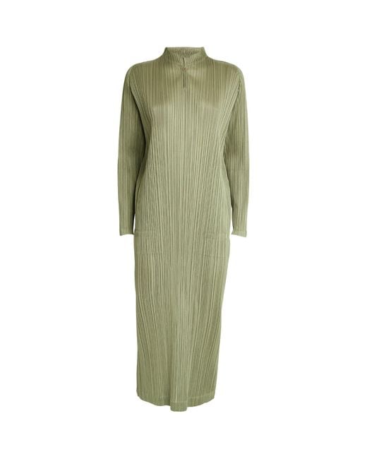 Pleats Please Issey Miyake Green Monthly Colours January Midi Dress