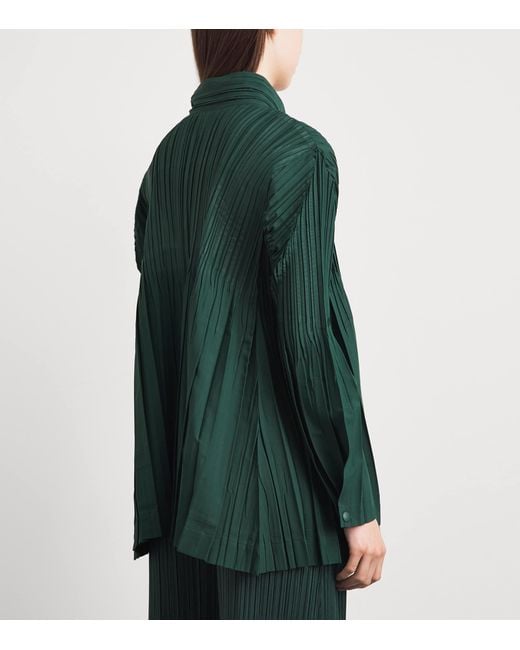 Pleats Please Issey Miyake Green Pleated Float Coat