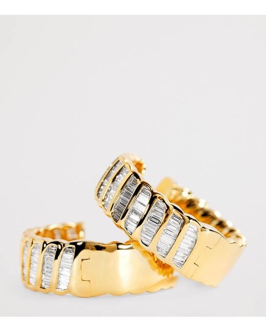 Anita Ko Metallic And Diamond Zoe Hoop Earrings