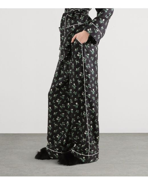 Dolce & Gabbana Black Silk Floral Pyjama Trousers