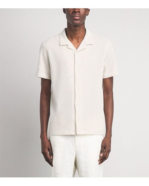 Vince White Waffle Knit Shirt for men