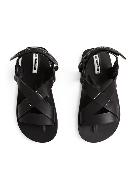 Jil Sander Black Leather Flat Sandals