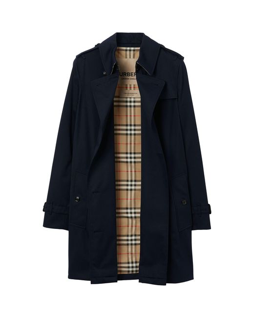 Burberry Blue Gabardine Kensington Heritage Trench Coat