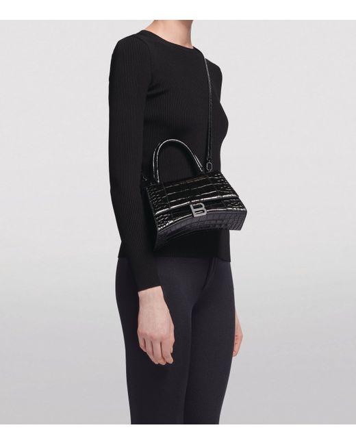 Balenciaga Black Small Hourglass Top-Handle Bag