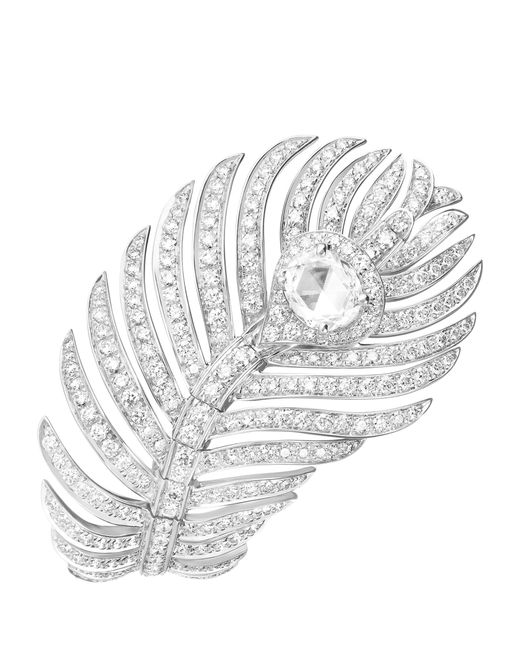 Boucheron White Large And Diamond Plume De Paon Ring