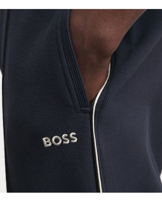 Boss Blue Cotton-Blend Pintuck Sweatpants for men