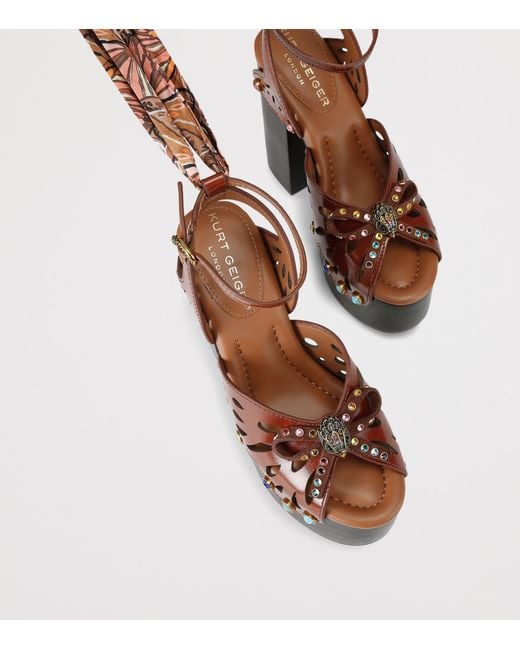 Kurt Geiger Brown Leather Butterfly Platform Heels