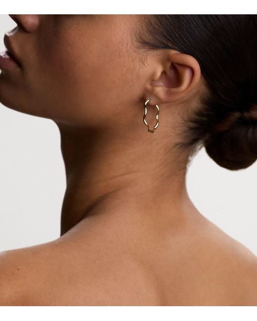Astrid & Miyu Metallic Plated Sterling Ripple Hoop Earrings