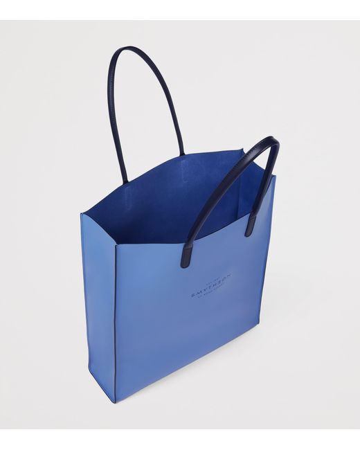 Smythson Blue Mini Leather Kingly Tote Bag