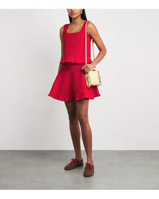Maje Red Ruffled Crop Top