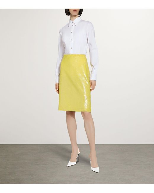 Dolce & Gabbana Yellow Sequinned Midi Skirt