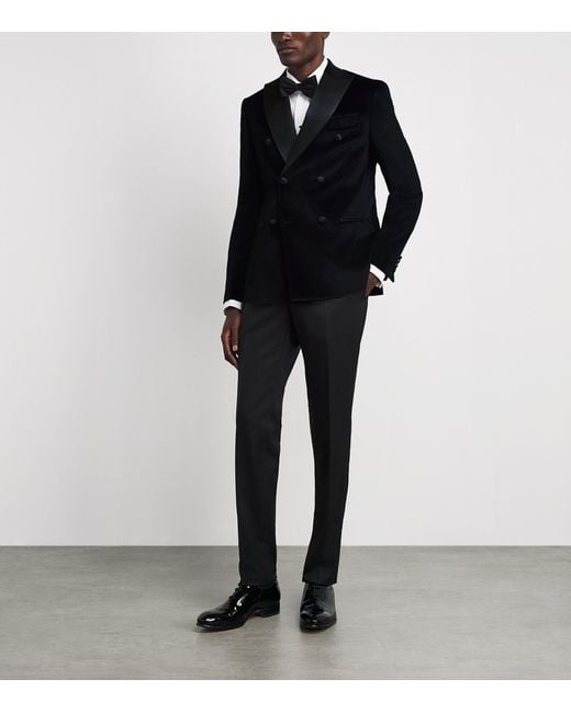 Pal Zileri Black Stretch-Cotton Double-Breasted Tuxedo Jacket for men