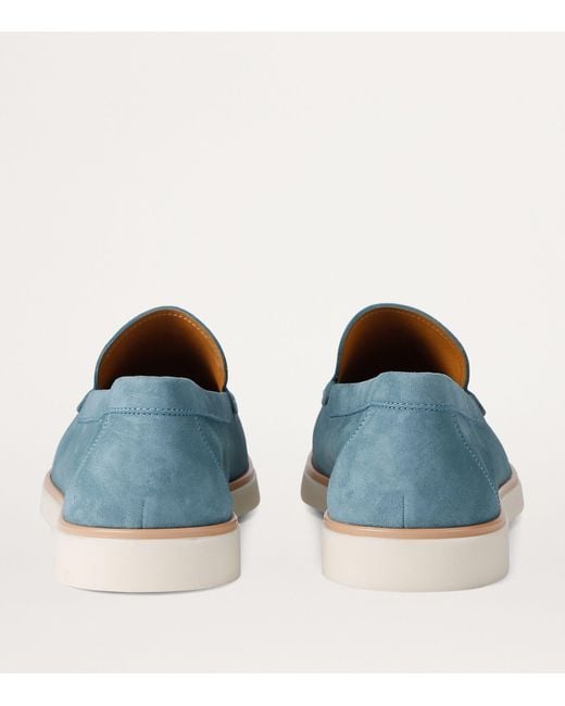 Magnanni Shoes Blue Suede Altea Loafers for men