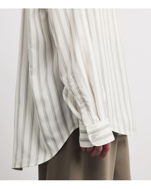 The Row White Eirlys Silk Stripe Shirt