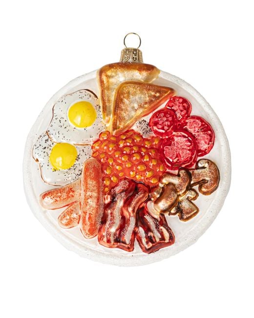 Harrods Orange Glass Full English Breakfast Tree Decoration