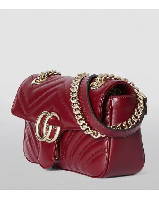 Gucci Red Mini Gg Marmont Shoulder Bag