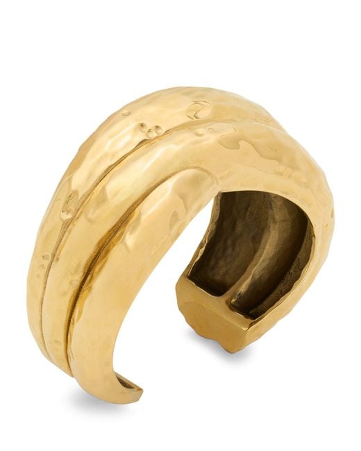 Saint Laurent Metallic Hammered Open Cuff Bracelet