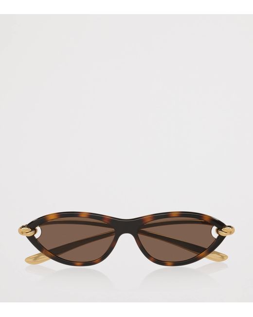Bottega Veneta Brown Tortoiseshell Cat Eye Sunglasses