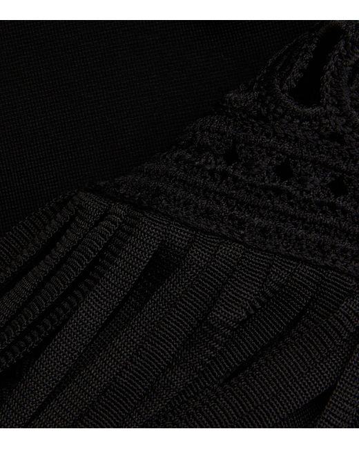 Sandro Black Fringed Bodycon Midi Dress