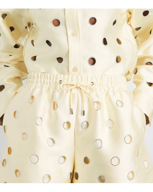 Sandro White Rhinestone Cut-Out Shorts