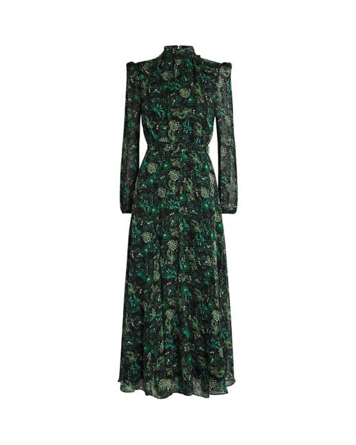Saloni Green Organic Silk Jacqui-B Midi Dress